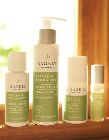 Sagely Naturals CBD products on shelf.