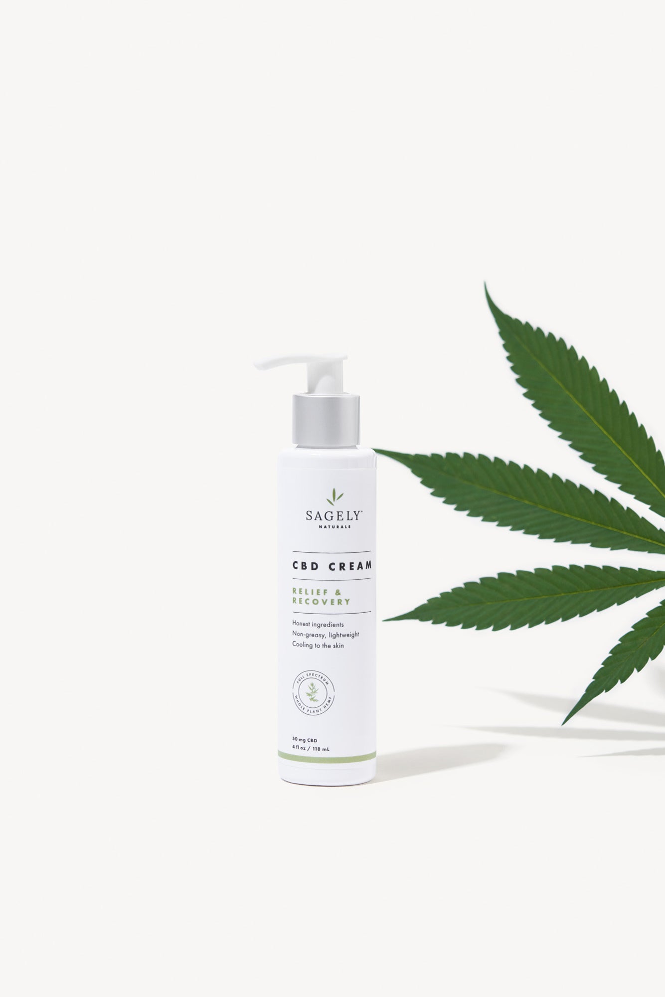 Sagely Naturals Relief & Recovery CBD Cream with Hemp Leaf